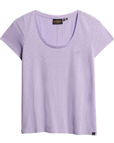 Superdry Scoop Neck Tee C4-Basic Non-Printed T.Shirt - Lila