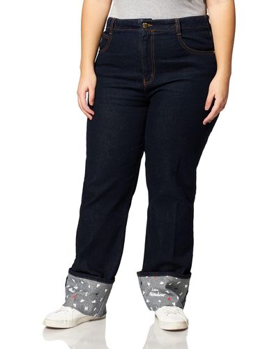 Love Moschino 5-pocket Trousers In Allover Mini Hearts Print On Roll Up Cuffs Jeans - Blue
