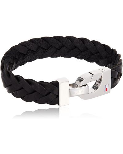 Tommy Hilfiger Jewelry Pulsera para Hombre de Piel Negro - 2700872