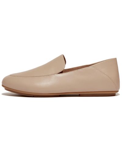 Fitflop Allegro Crush-back Leather Loafers Flat - Natural