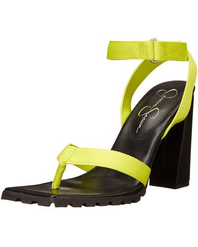 Jessica Simpson Kielne Mixed Media Block Heel Sandals Green Size 10 - Yellow