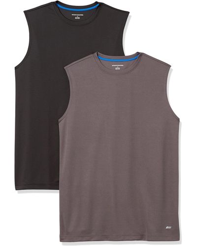 Essentials Men's Active Performance Tech Muscle Tank, Pack of 2