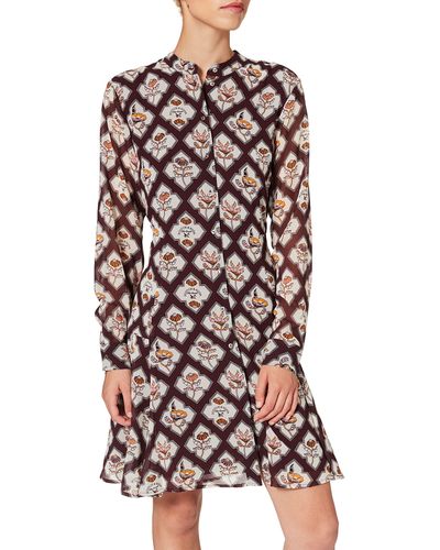 Scotch & Soda Printed Dress With Button Placket - Multicolour