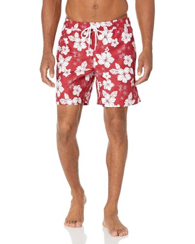Amazon Essentials 7" Quick-dry Swimming Trunks-discontinued Colours - Red