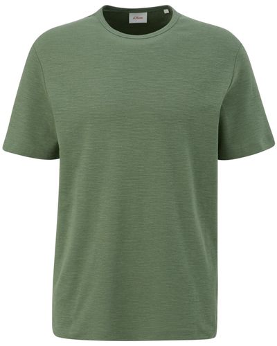 S.oliver T-Shirt mit Flammgarnstruktur - Grün