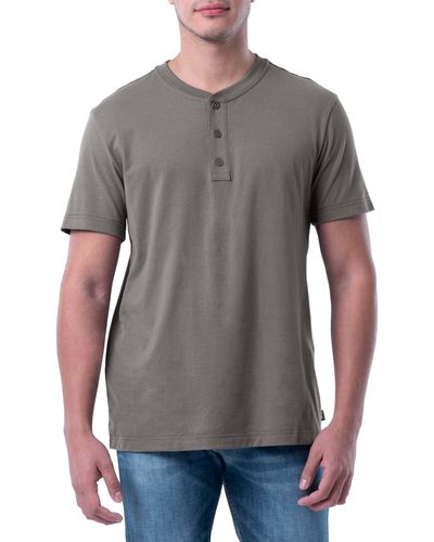 Lee Jeans Short Sve Soft Washed Cotton Henley T-shirt - Gray
