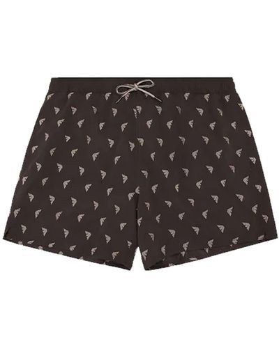 Emporio Armani All Over Embroidery Eagle Boxer Short Swim Trunks - Mehrfarbig