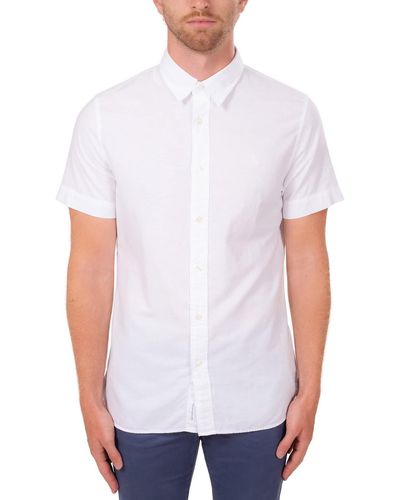 Calvin Klein Linen Shirt with Short Sleeves - Size - Weiß
