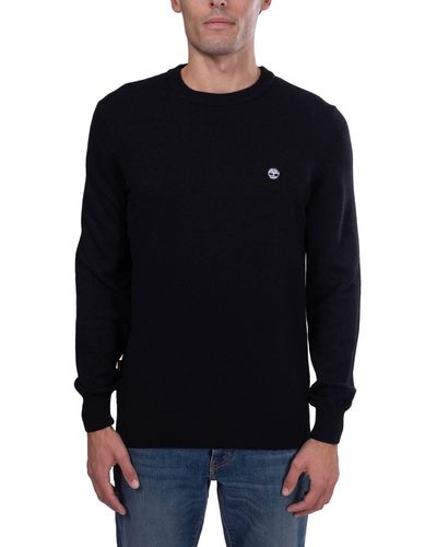 Timberland Knox River Tfo Wool Blended Crew Neck Sweater Black Maglione - Blu