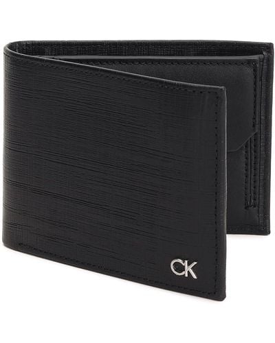 Calvin Klein Ck Must Check Trifold 10cc W/coin Black - Zwart