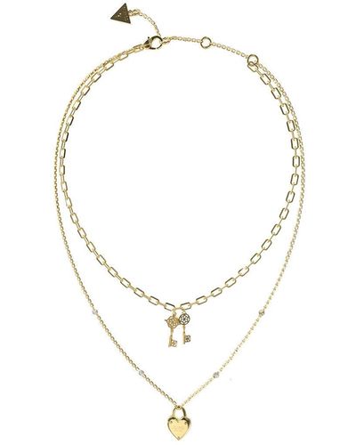 Guess Collar Jubn04216jwygt-u Corazón Y Llaves - Metallic