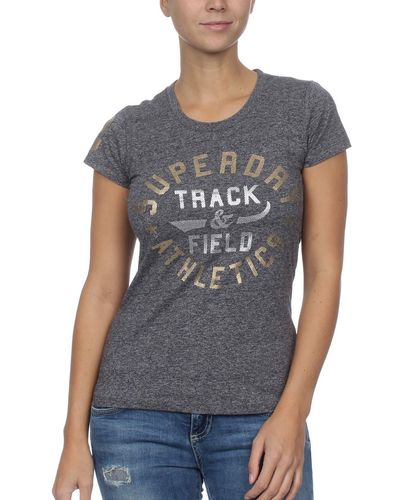Superdry Track & Field Black Noire Grindle T-shirt - Grey
