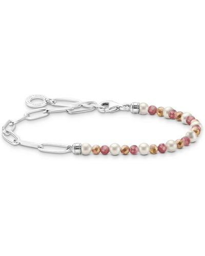 Thomas Sabo Charm-Armband mit bunten Beads und weißen Perlen 925 Sterlingsilber A2099-350-7 - Mettallic