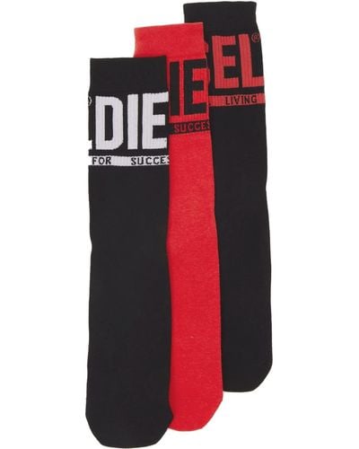 DIESEL Skm-ray-threepack Socks - Red