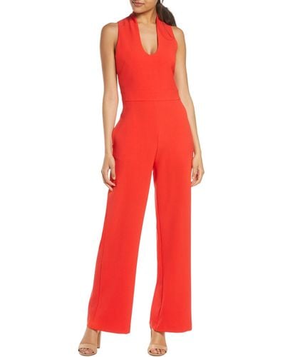Vince Camuto Scoop Neck Crepe Jumpsuit - Red