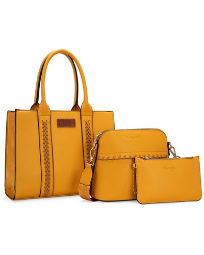 Wrangler 3pcs Purses For Tote Bag Crossbody Handbag Sets With Strap - Yellow