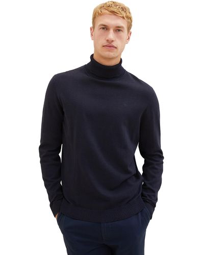 Tom Tailor Basic Rollkragen-Pullover aus Strick - Blau