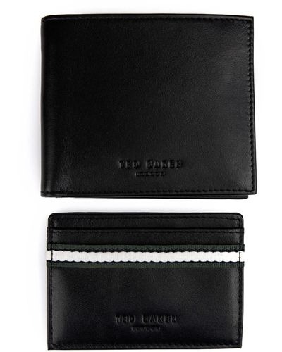 Ted Baker Granony Glasgow Stripe Wallet And Card Holder S Black Set 273210 Black