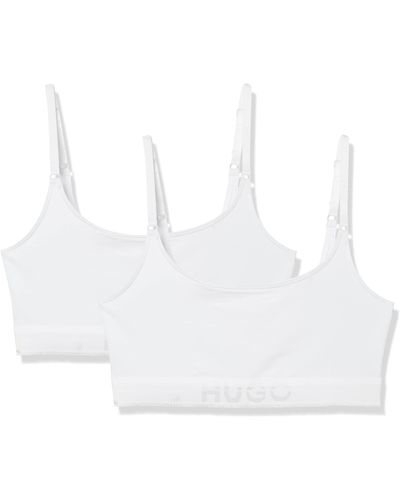 HUGO 2-pack Tonal Logo Cotton Stretch Bralettes Bra - White