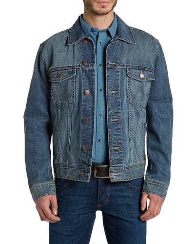 Wrangler Western Denim Jacket, Giacca da Uomo, Blu (Midstone), 2XL
