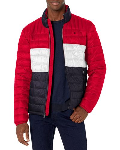 Tommy Hilfiger Ultra Loft Packable Puffer Jacket Down Alternative Coat - Red