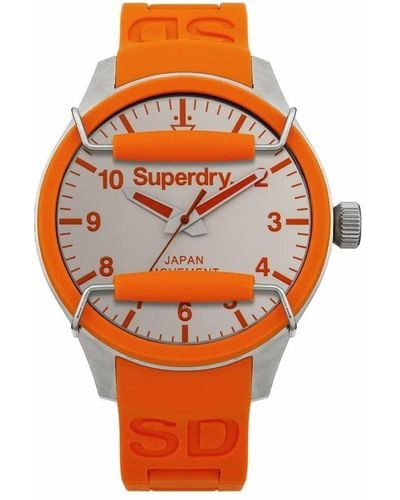 Superdry Syg125o Scuba Solar Watch Rubber Stainless Steel 100 M Analogue Orange