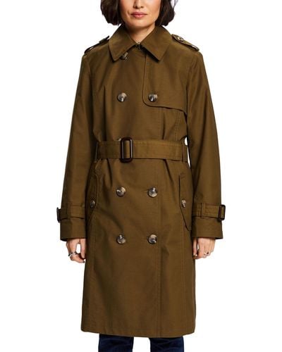 Esprit Doppelreihiger Trenchcoat mit Gürtel - Grün