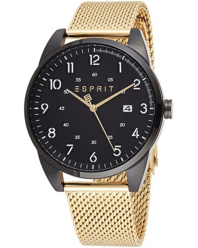 Esprit Es1g212m0095 Golden Mesh Strap Black Dial S Watch