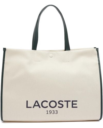 Lacoste Heritage Canvas Shopping Bag Farine/Sinople - Bianco