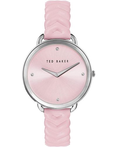 Ted Baker Hettie Chevron Leather Strap Watch - Pink