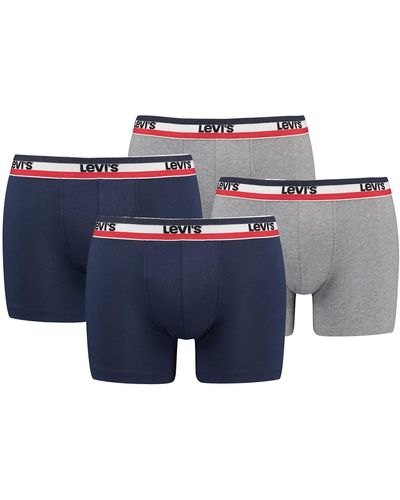 Levi's Sportswear Logo Boxershorts Unterwäsche aus Bio-Baumwolle im 4er Pack - Blau