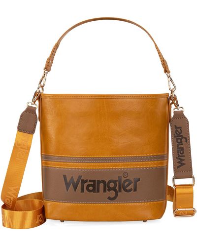 Wrangler Hobo Shoulder Handbag For Weave Bucket Bag - Brown