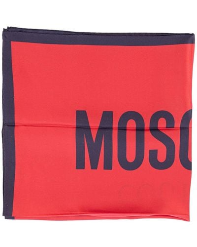 Moschino Schal mit Logo 68 x 68 cm - Rot
