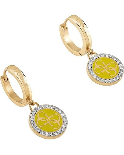 Guess Orecchini circolari 4G | Jewellery con Swarovski | Collezione Enamel - Giallo