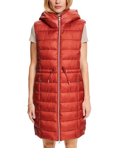 Esprit Lang Gewatteerd Vest - Rood