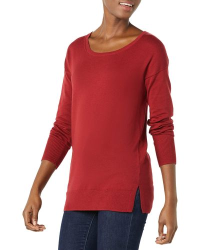 Amazon Essentials Lightweight Long-sleeved Scoop Neck Tunic Jumper - Red
