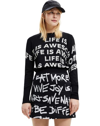 Desigual Black Jers_bet 2000 Pullover Sweater - Zwart