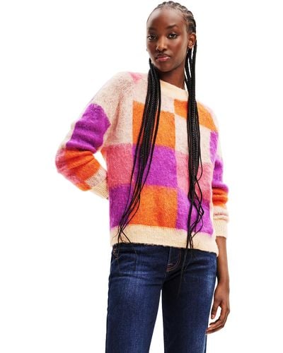 Desigual Flat Knit Thick Gauge Pullover - Orange