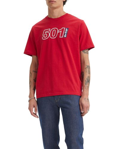 Levi's Ss Relaxed Fit Tee T-Shirt,501 Logo Outline Crimson,L - Rot