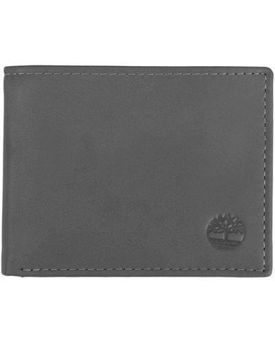 Timberland Leather Wallet with Attached Flip Pocket - Gris