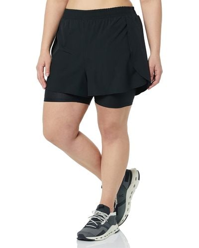Amazon Essentials Stretch Woven Double Layered Running Short - Black