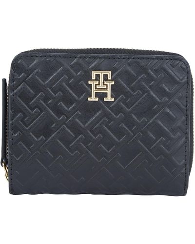 Tommy Hilfiger Th Refined Med. Mono Portemonnee Aw0aw15755 - Blauw