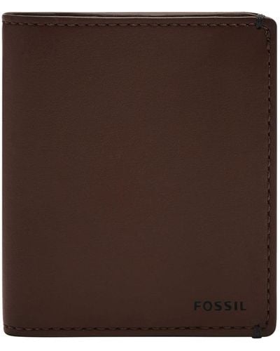Fossil Joshua Coin Pocket Bifold Cuir Marron Foncé pour ML4478206