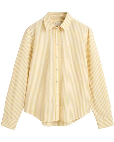 GANT Reg Poplin Striped Shirt - Natural