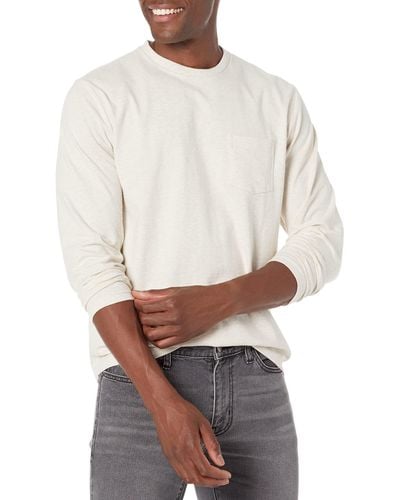 Amazon Essentials Camiseta de ga Larga de Ajuste Normal Hombre - Blanco