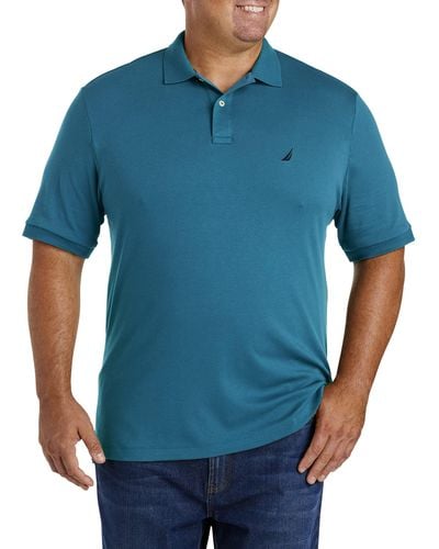 Nautica Classic Fit Short Sleeve Solid Soft Cotton Polo Shirt - Blue