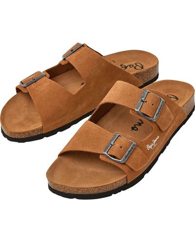 Pepe Jeans Brown Organic Suede Sandals