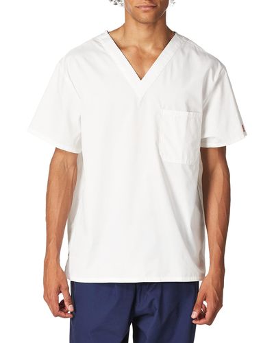 Dickies Mens Signature V-neck Medical Scrubs Shirts - White