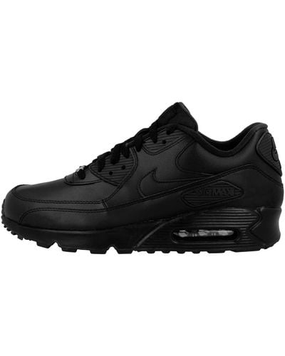 Nike Air Max 90 Leather Running Shoes - Black