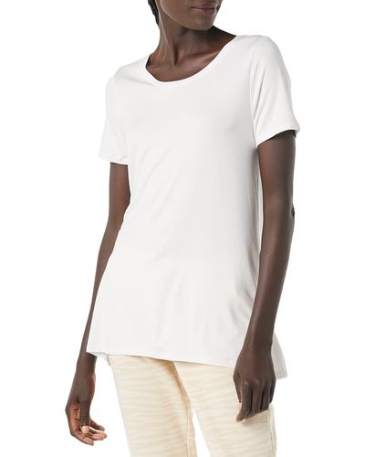 Amazon Essentials Camiseta Holgada de ga Corta y Cuello Redondo y Amplio - Blanco